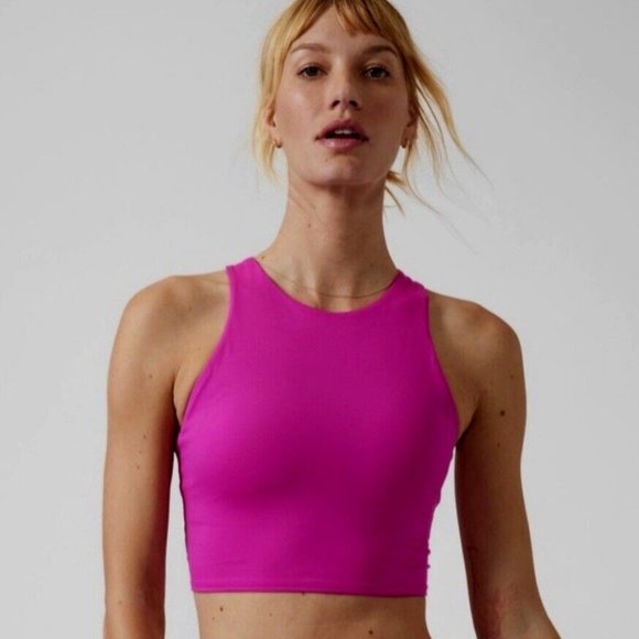 Athleta Other - NWT ATHLETA Conscious Crop Sports Bra Racer Tank Top removable pads Fuchsia XL